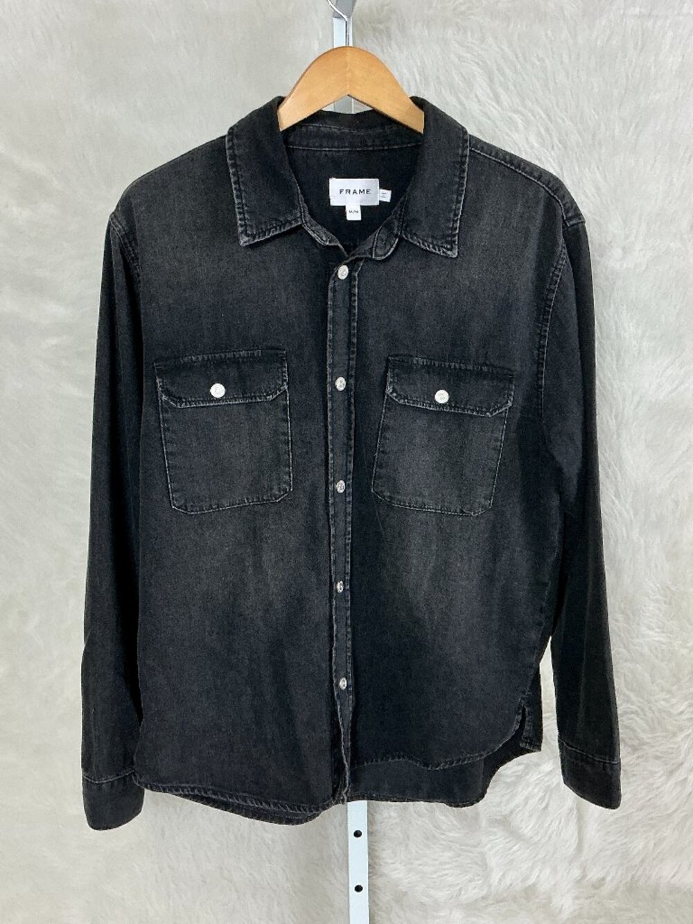 Frame Black Denim Men's Long Sleeve Snap Front Shirt Cityscape M